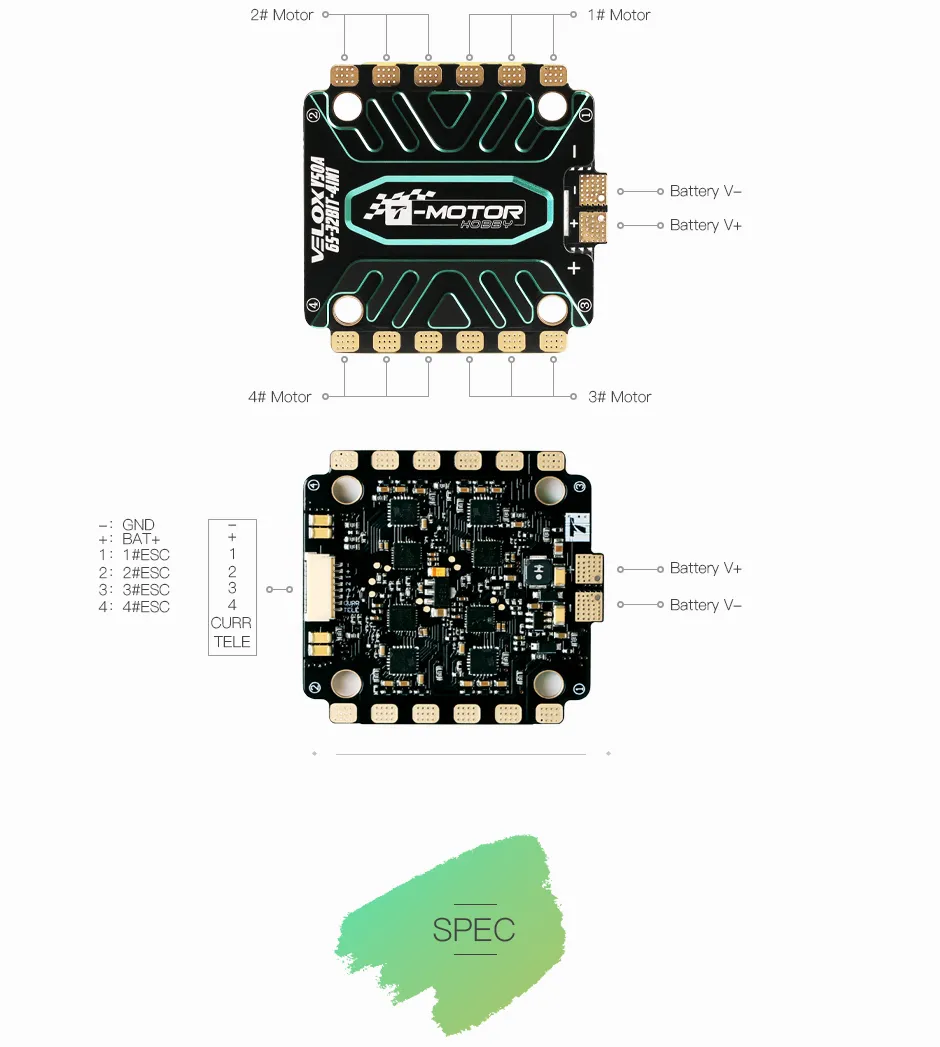 T-Motor velox V50A 4in1 esc of specification