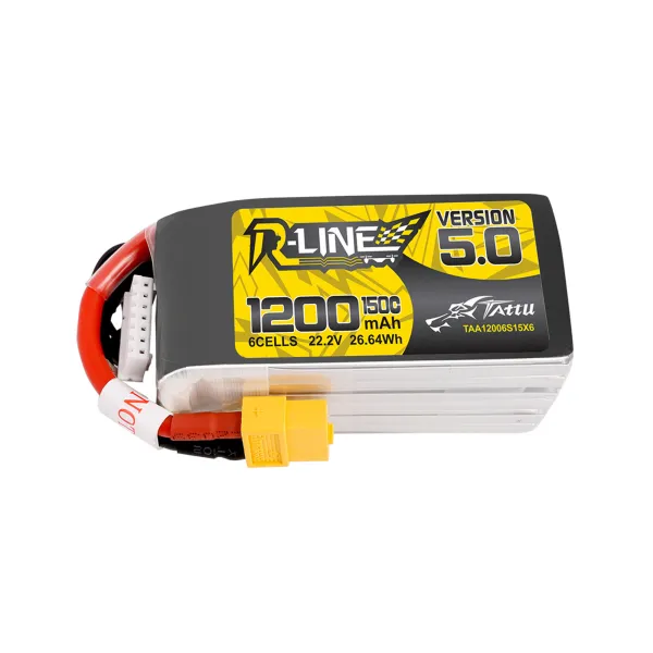Tattu R-Line Version 5.0 1200mAh 6S 150C 22,2V Lipo Akkupack vorne