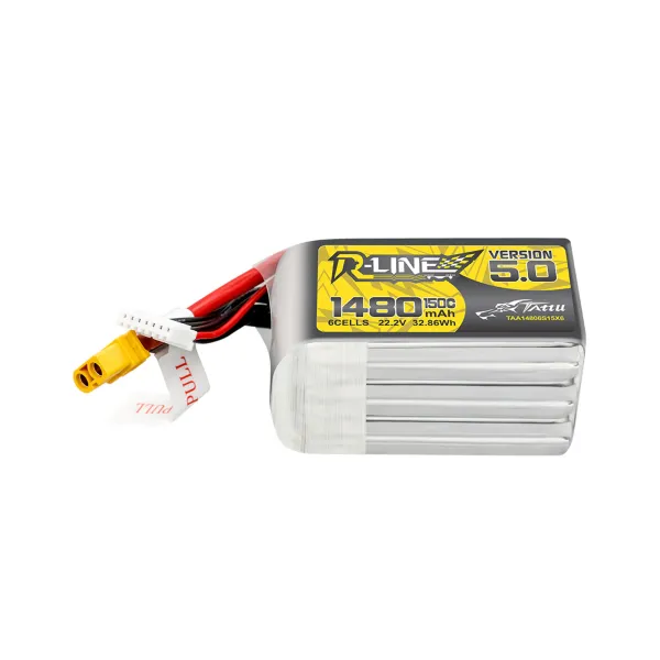 Tattu R-Line Version 5.0 1480mAh 6S 150C 22.2V Lipo Battery Pack with XT60 Plug