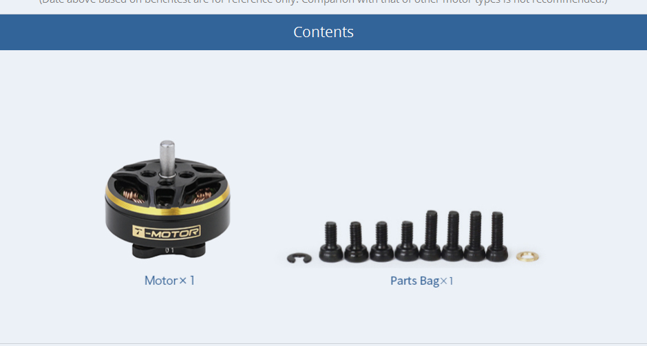 TMOTOR F1303 Brushless Motor packing lists