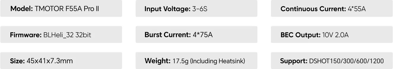 TMOTOR F55A Pro II ESC specification