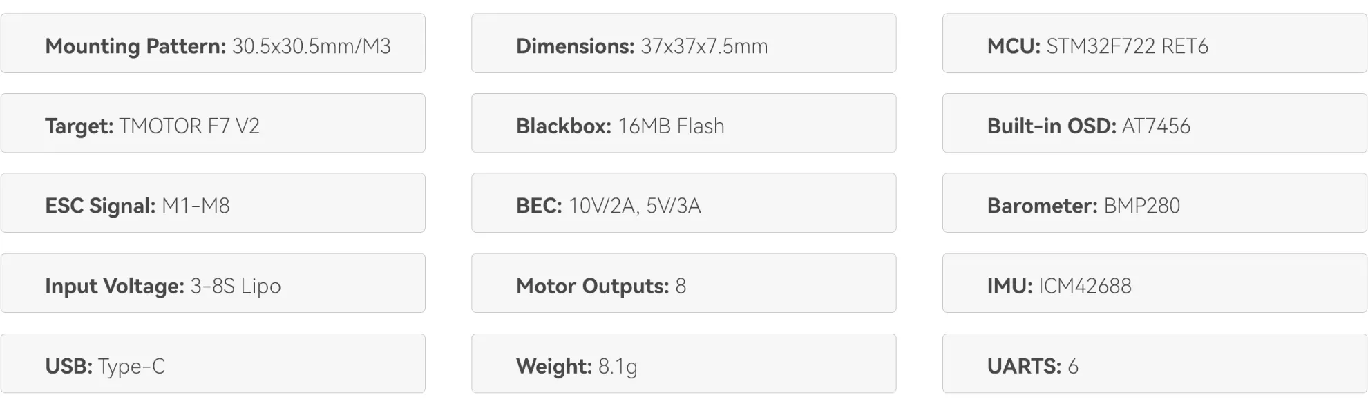 TMOTOR-F7-Pro-parameter
