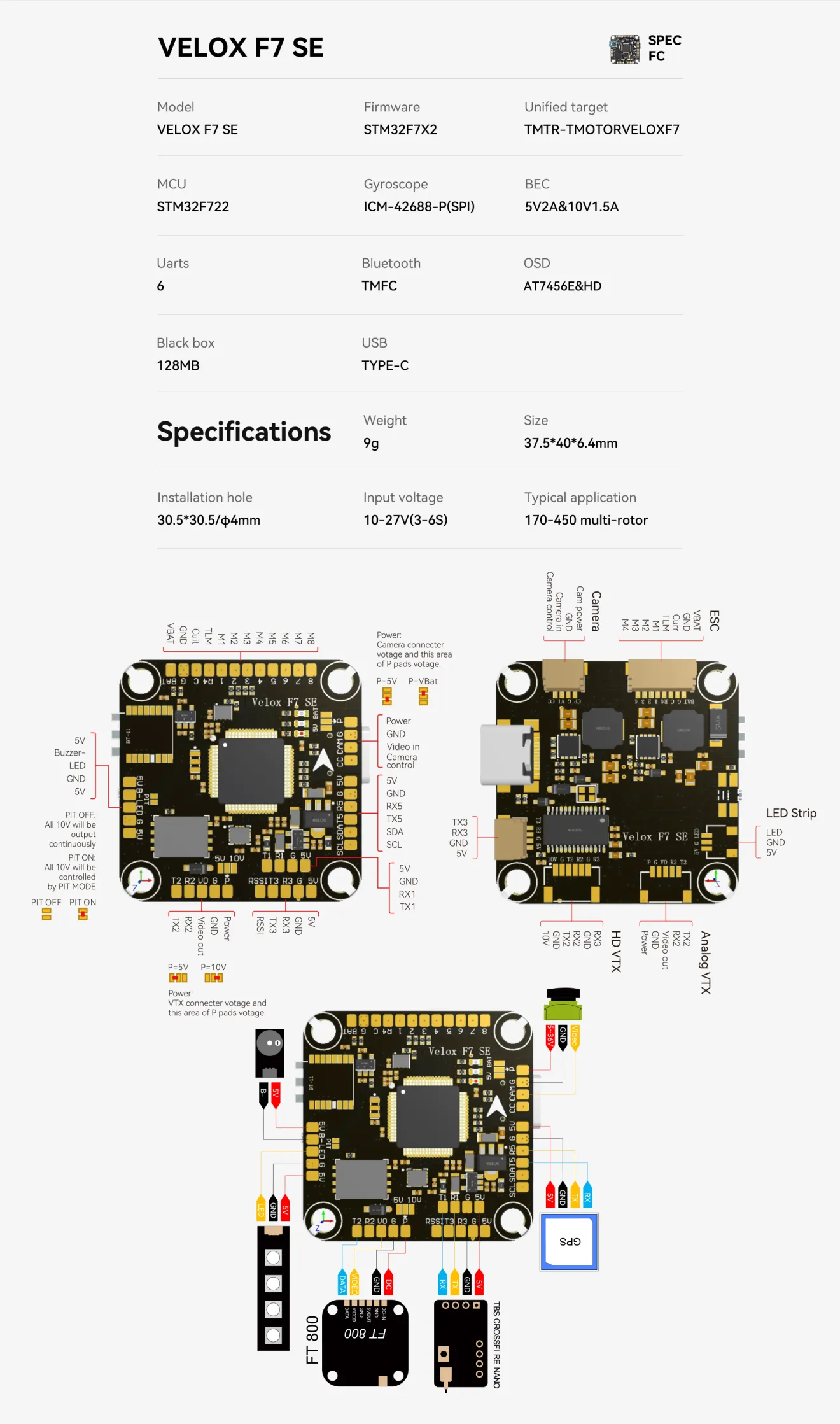 Spec for T-Motor v f7 se fc