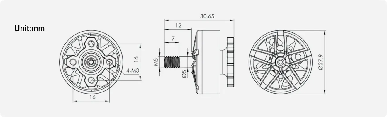 tmotor v2306 v3 dimension drawing