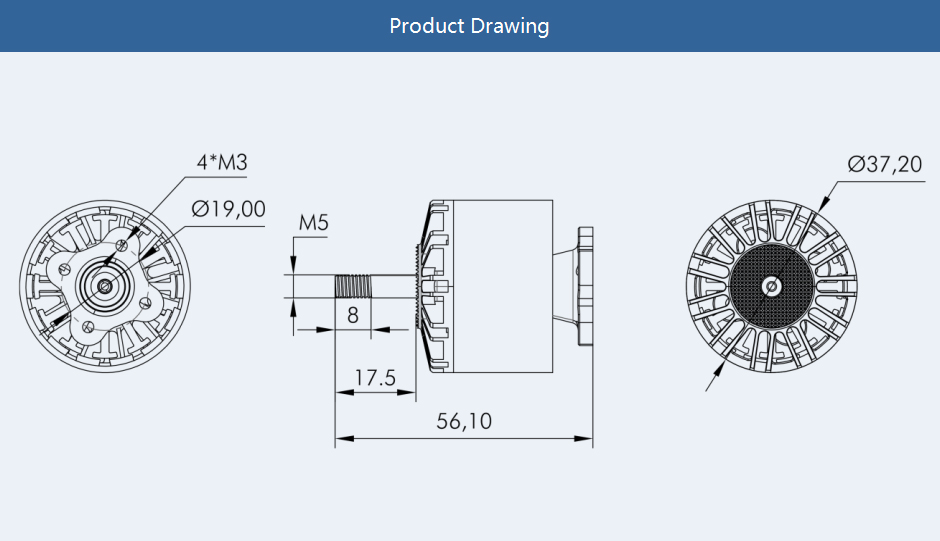 Drawing for T-Motor velox v3120 motor