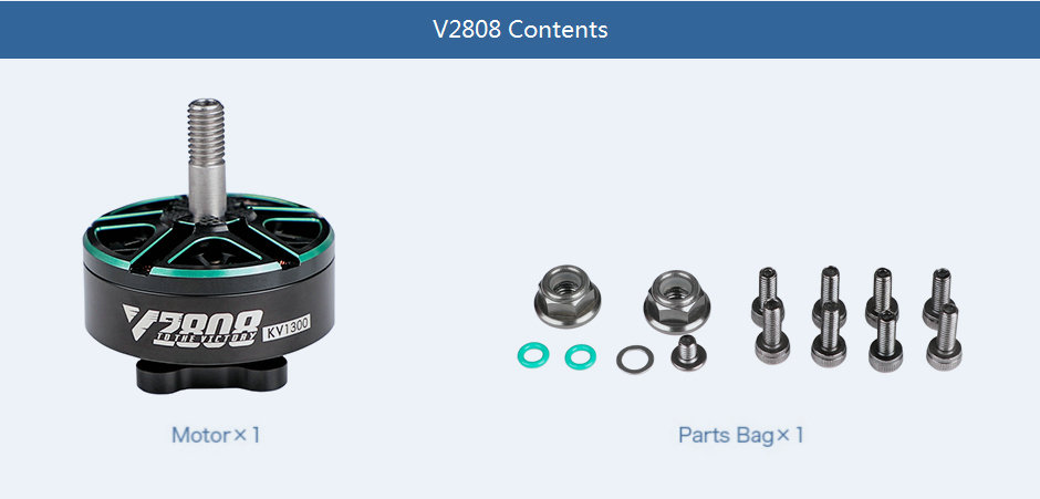 T-motor velox v2808 brushless fpv drone motor of content